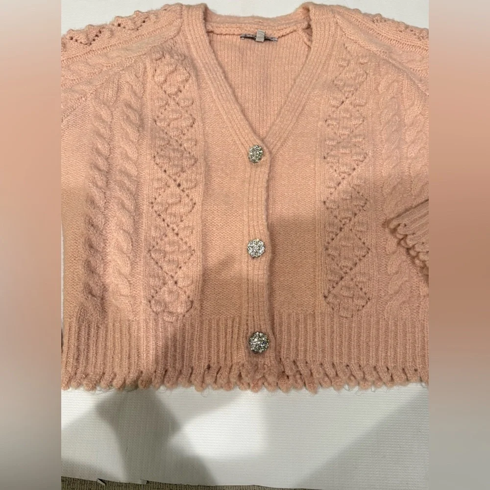 See and be seen Beautiful Wool Acryloc Rhinestone Button-Up Cardigan - Picture 3 of 13